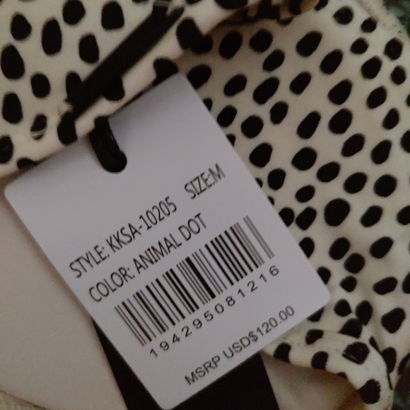 Kendall & Kylie Cream with Black Animal Dots Bikini Top Sz.M NWT - Picture 5 of 5